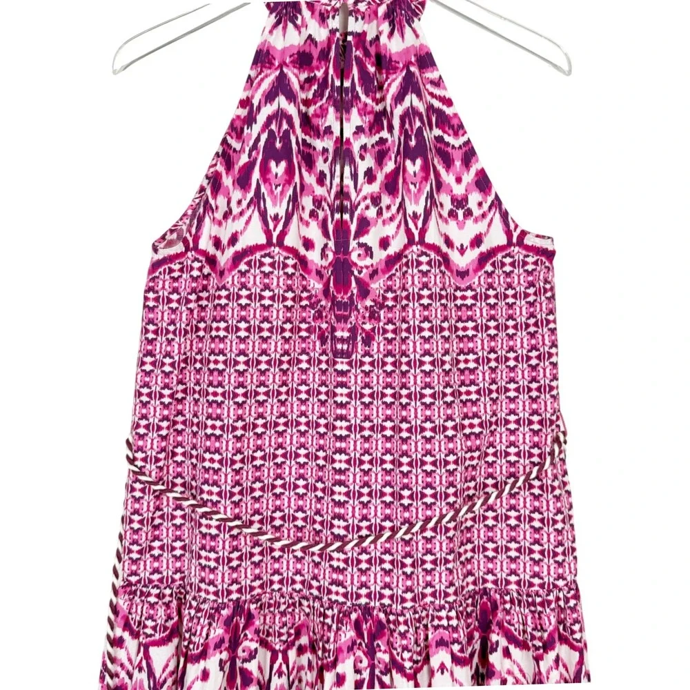Calypso St Barth Brigitte Batik Magenta Print Maxi Dress Medium